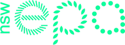 Logo with the text "nsW" in small uppercase and "epec" in large lowercase letters. Each letter in "epec" is creatively designed with different patterns in green.