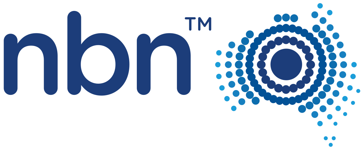 Logo of "nbn" in blue lowercase letters, accompanied by a circular design of dots resembling a ripple effect to the right.