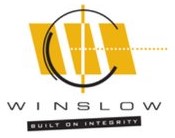 Logo with geometric shapes forming a stylized "W" in yellow and white. Text below reads "WINSLOW" with the tagline "BUILT ON INTEGRITY.